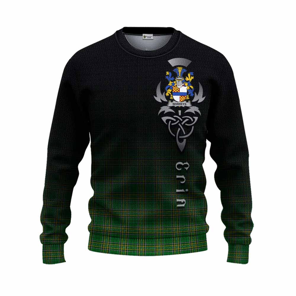 Tartan Vibes Clothing Norreys Irish Clan Knitted Sweater with Coat of Arms Erin Go Bragh Celtic Inspired