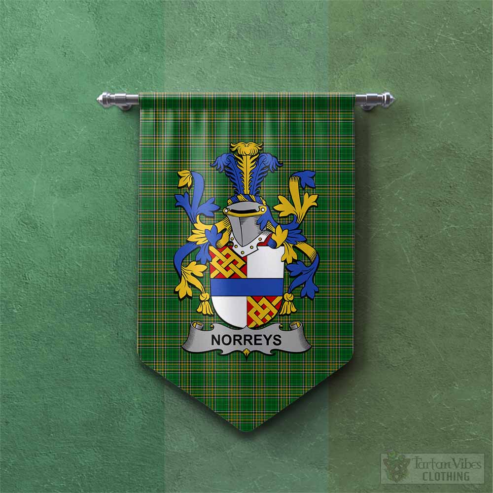 Tartan Vibes Clothing Norreys Irish Clan Tartan Gonfalon, Tartan Banner with Coat of Arms