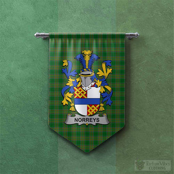 Norreys Irish Clan Tartan Gonfalon, Tartan Banner with Coat of Arms
