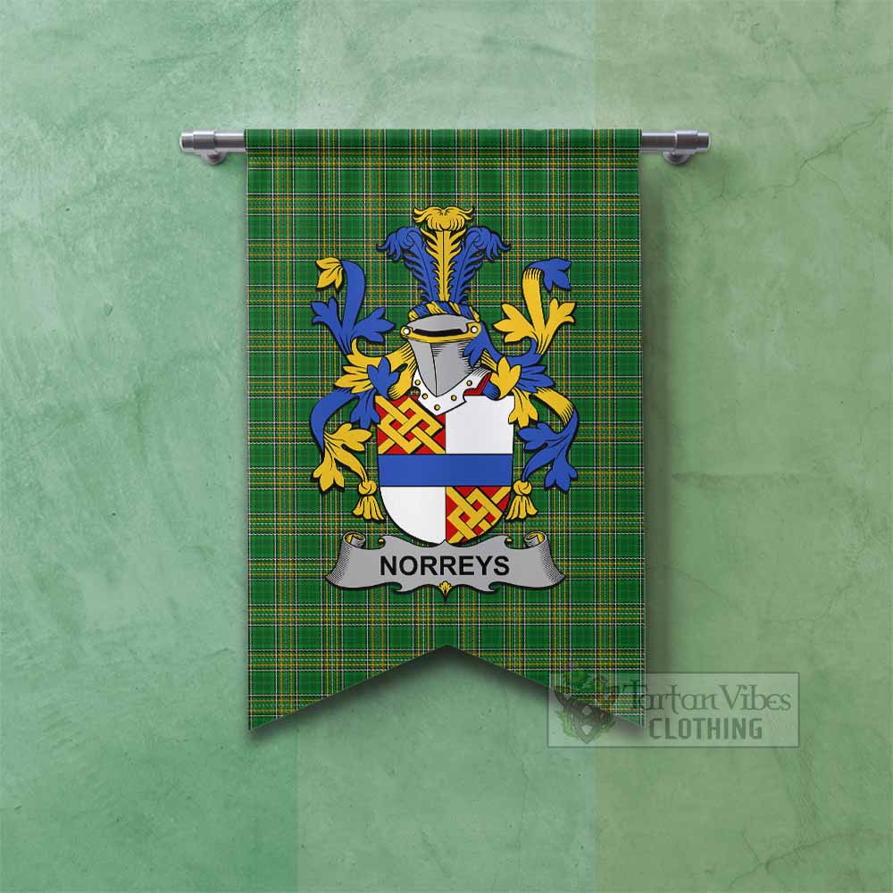 Tartan Vibes Clothing Norreys Irish Clan Tartan Gonfalon, Tartan Banner with Coat of Arms