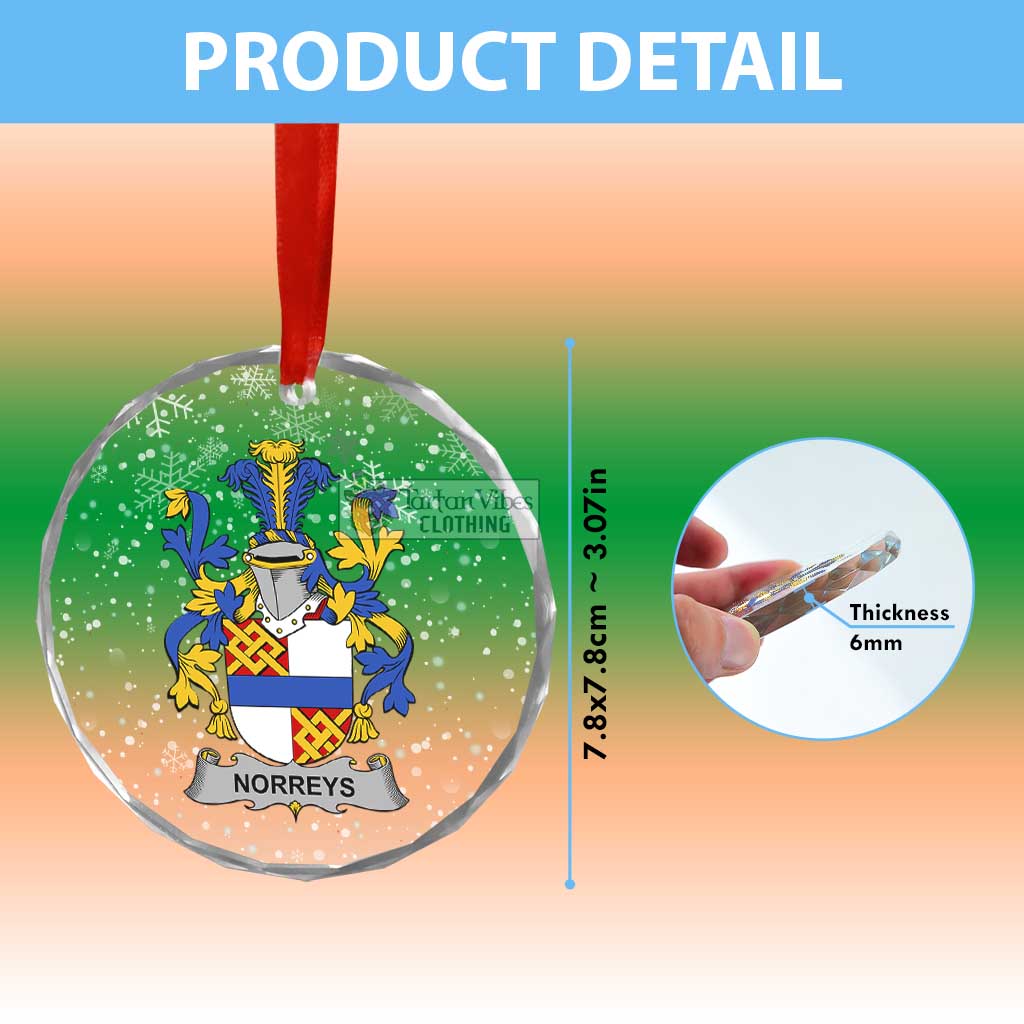 Tartan Vibes Clothing Norreys Irish Clan Christmas Glass Ornament with Coat of Arms