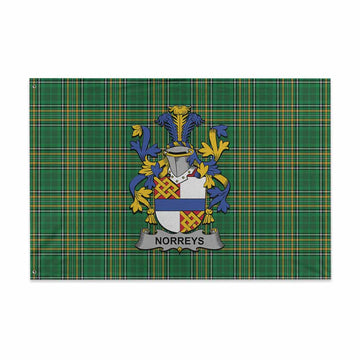 Norreys Irish Clan Tartan House Flag with Coat of Arms