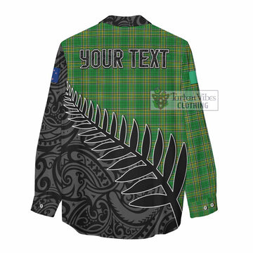 Norris Irish Clan Tartan Women's Casual Shirt with Coat of Arms New Zealand Silver Fern Half Style - Tartan Vibes Clothing