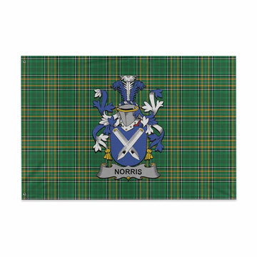 Tartan Vibes Clothing Norris Irish Clan Tartan House Flag with Coat of Arms