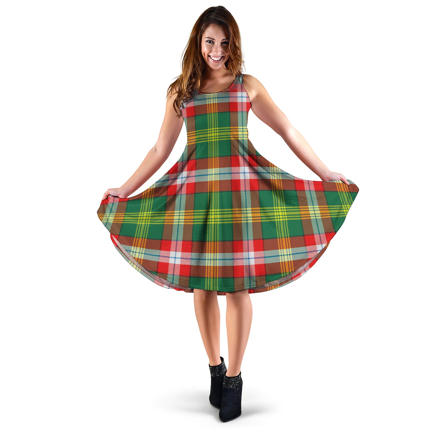 northwest-territories-canada-tartan-sleeveless-midi-womens-dress