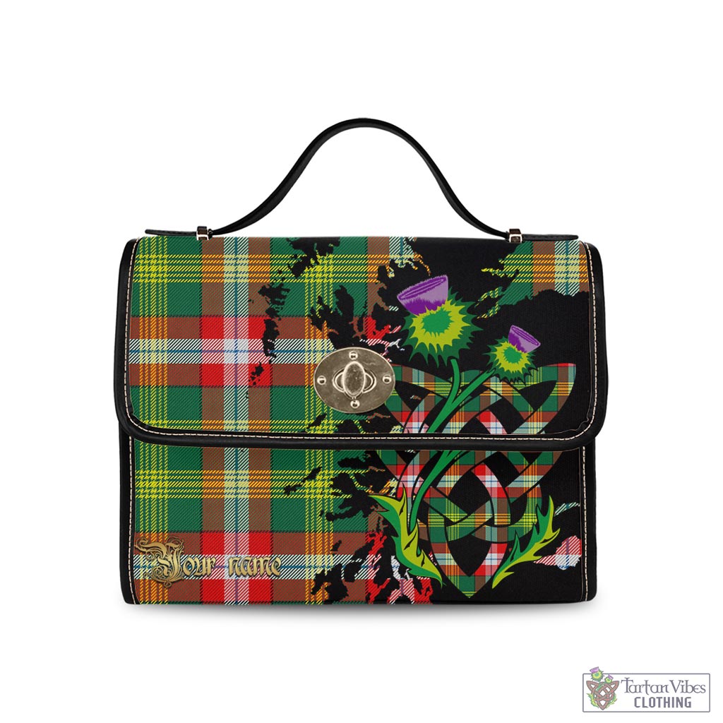 Tartan Vibes Clothing Northwest Territories Canada Tartan Waterproof Canvas Bag with Scotland Map and Thistle Celtic Accents