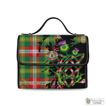 Northwest Territories Canada Tartan Waterproof Canvas Bag with Scotland Map and Thistle Celtic Accents