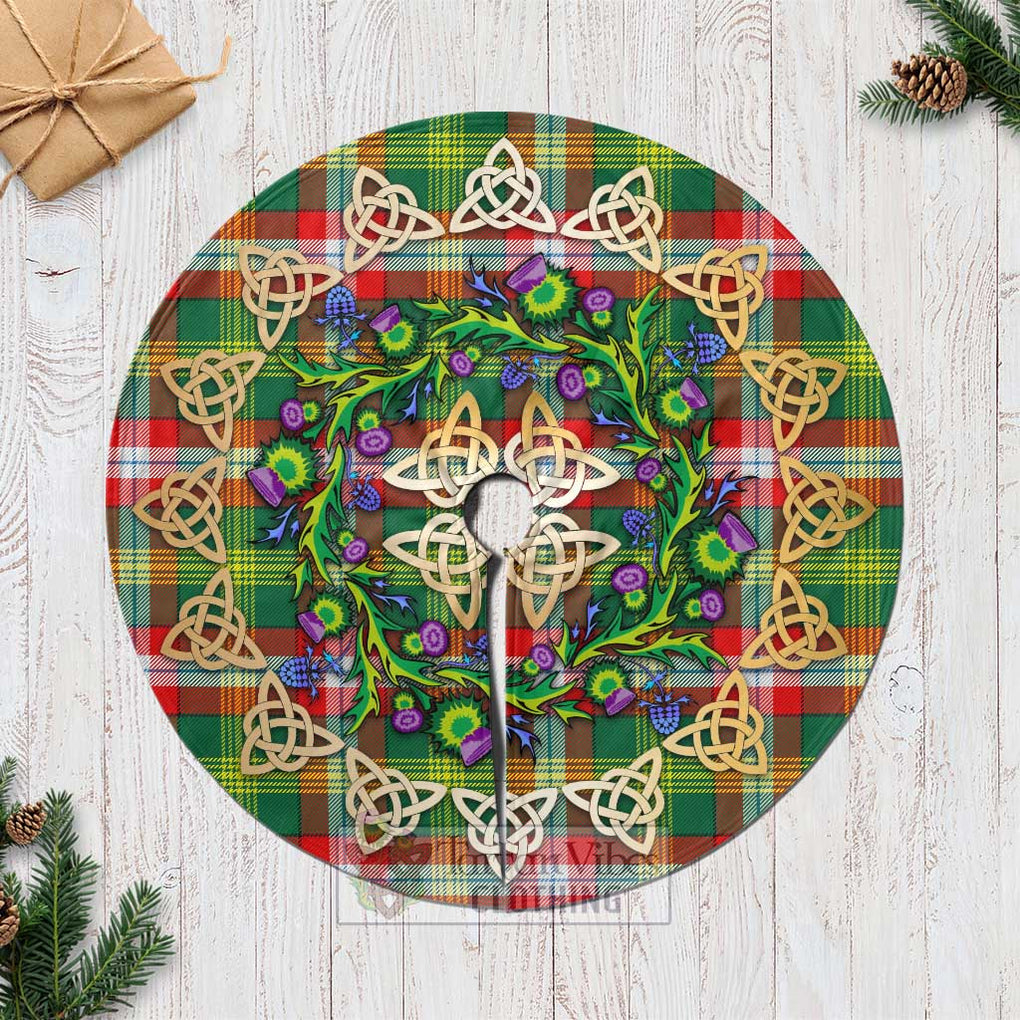 Northwest Territories Canada Tartan Christmas Tree Skirt with Thistle Celtic Knot Style Casual Tree Skirts - Tartan Vibes Clothing
