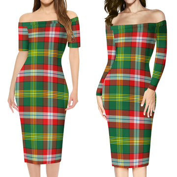 Northwest Territories Canada Tartan Off Shoulder Lady Dress