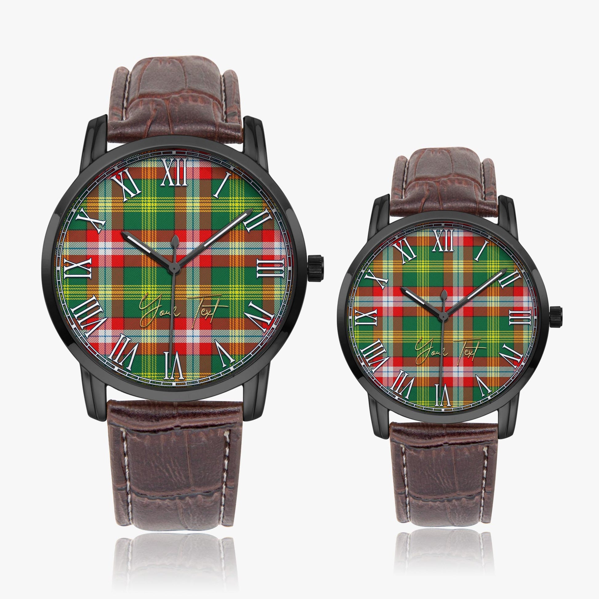 Northwest Territories Canada Tartan Personalized Your Text Leather Trap Quartz Watch - Tartan Vibes Clothing