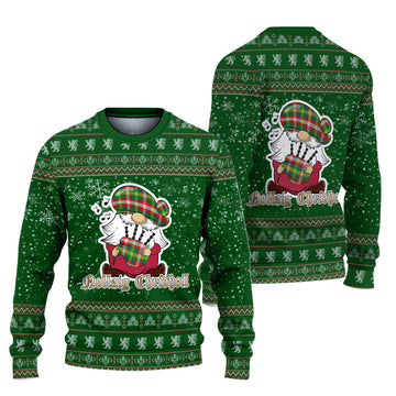 Northwest Territories Canada Clan Christmas Family Ugly Sweater with Funny Gnome Playing Bagpipes