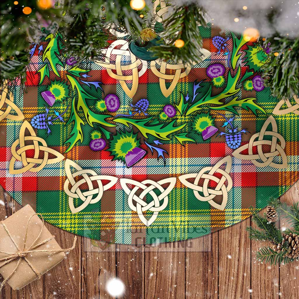 Northwest Territories Canada Tartan Christmas Tree Skirt with Thistle Celtic Knot Style - Tartan Vibes Clothing