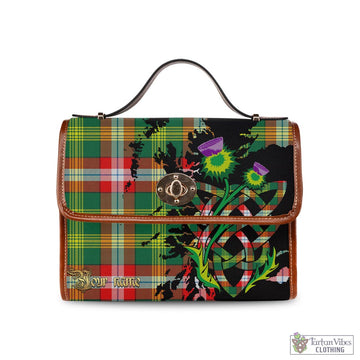 Northwest Territories Canada Tartan Waterproof Canvas Bag with Scotland Map and Thistle Celtic Accents