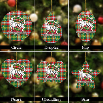 Northwest Territories Canada Tartan Christmas Ornaments with Scottish Gnome Playing Bagpipes