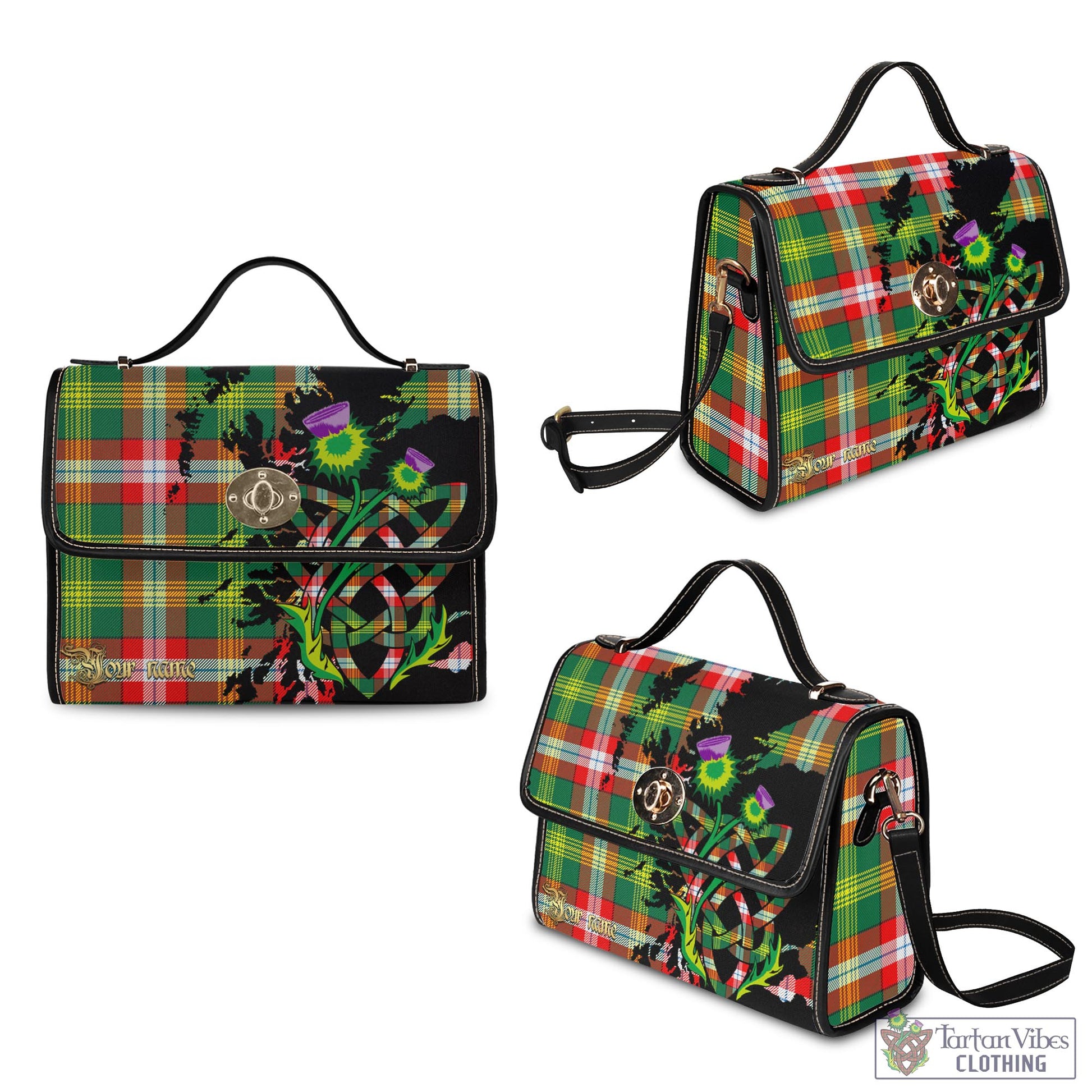 Tartan Vibes Clothing Northwest Territories Canada Tartan Waterproof Canvas Bag with Scotland Map and Thistle Celtic Accents