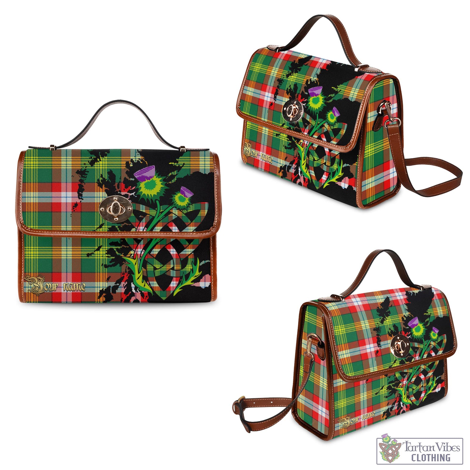 Tartan Vibes Clothing Northwest Territories Canada Tartan Waterproof Canvas Bag with Scotland Map and Thistle Celtic Accents