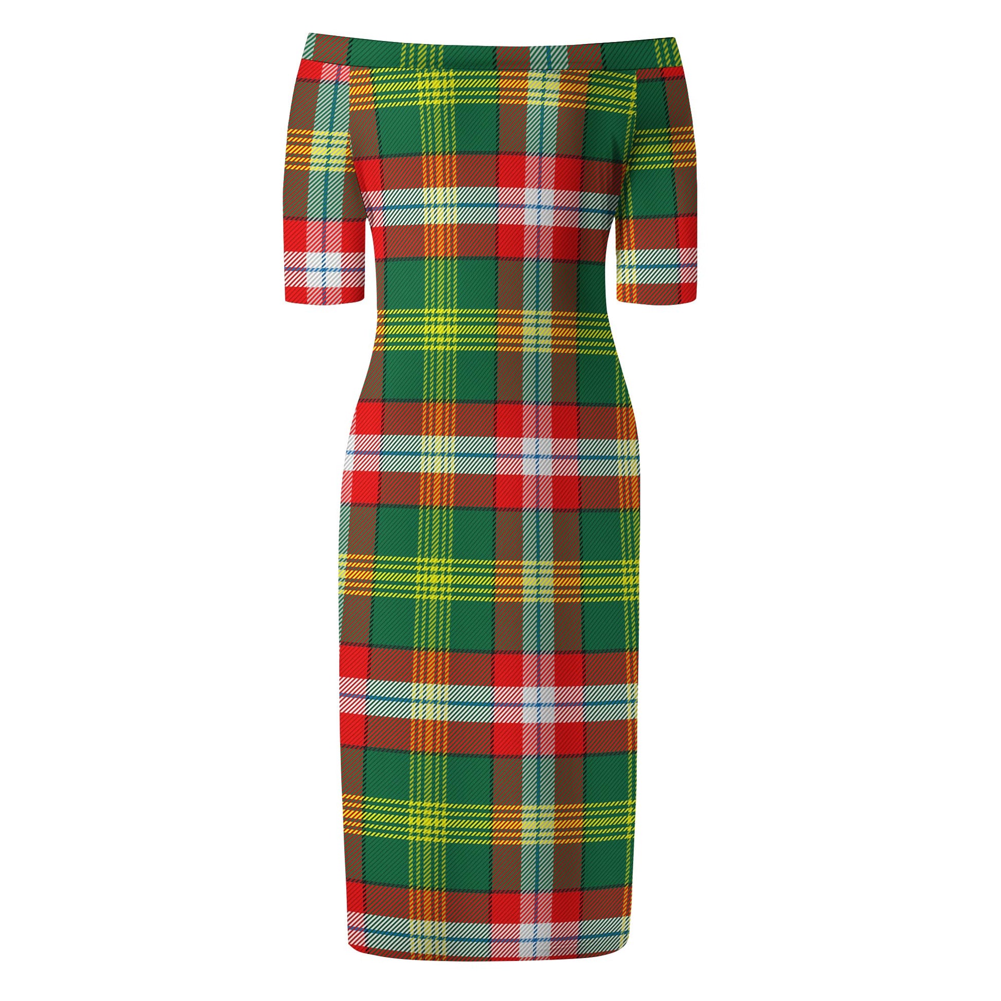 Northwest Territories Canada Tartan Off Shoulder Lady Dress - Tartanvibesclothing