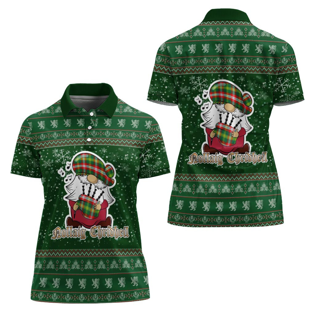 Northwest Territories Canada Clan Christmas Family Polo Shirt with Funny Gnome Playing Bagpipes - Tartanvibesclothing