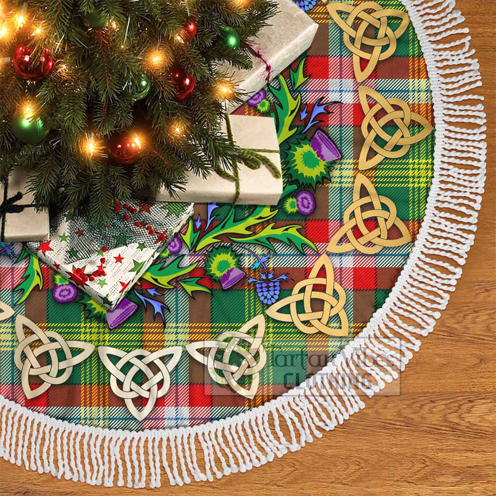Northwest Territories Canada Tartan Christmas Tree Skirt with Thistle Celtic Knot Style - Tartan Vibes Clothing