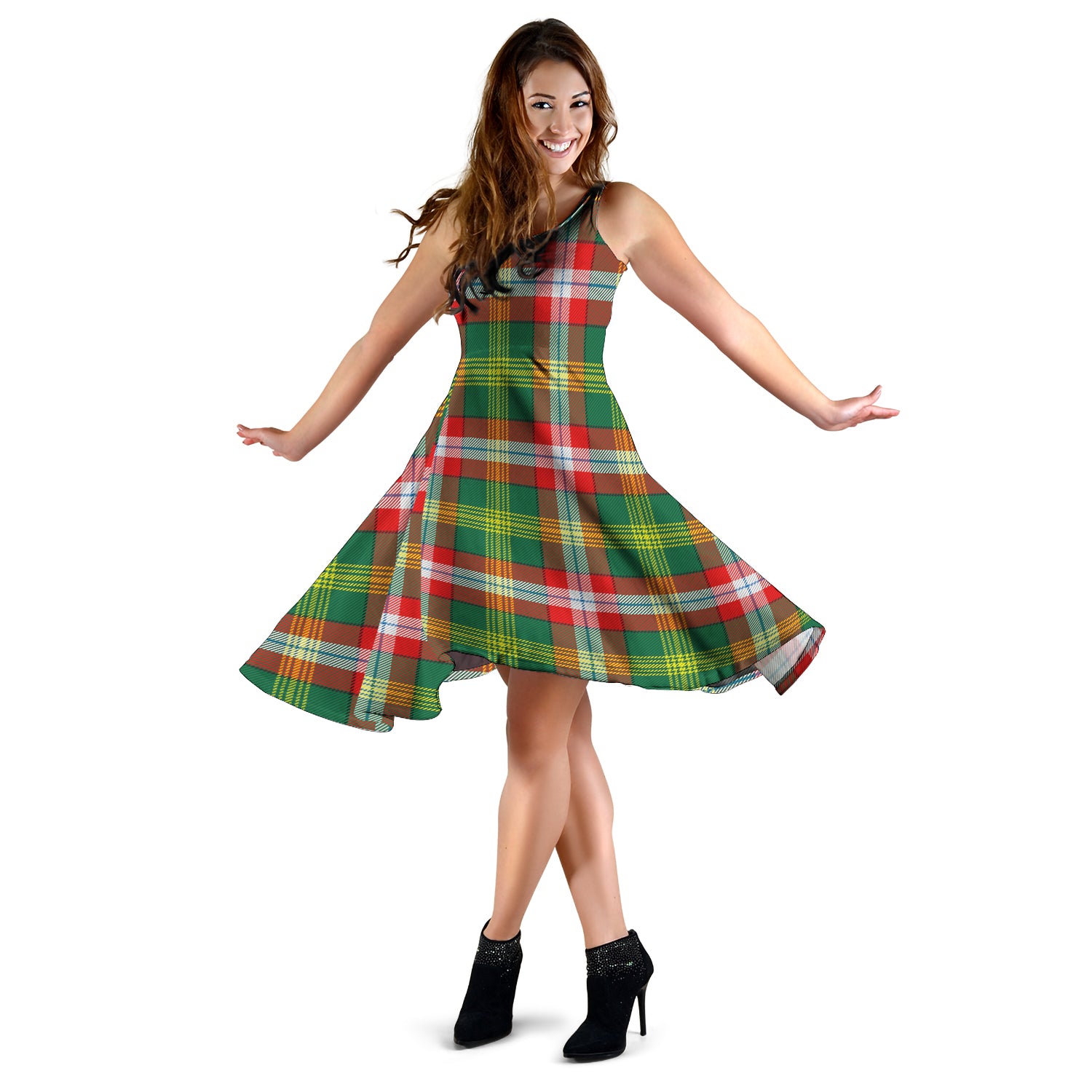 Tartanvibesclothing Northwest Territories Canada Tartan Sleeveless Midi Womens Dress