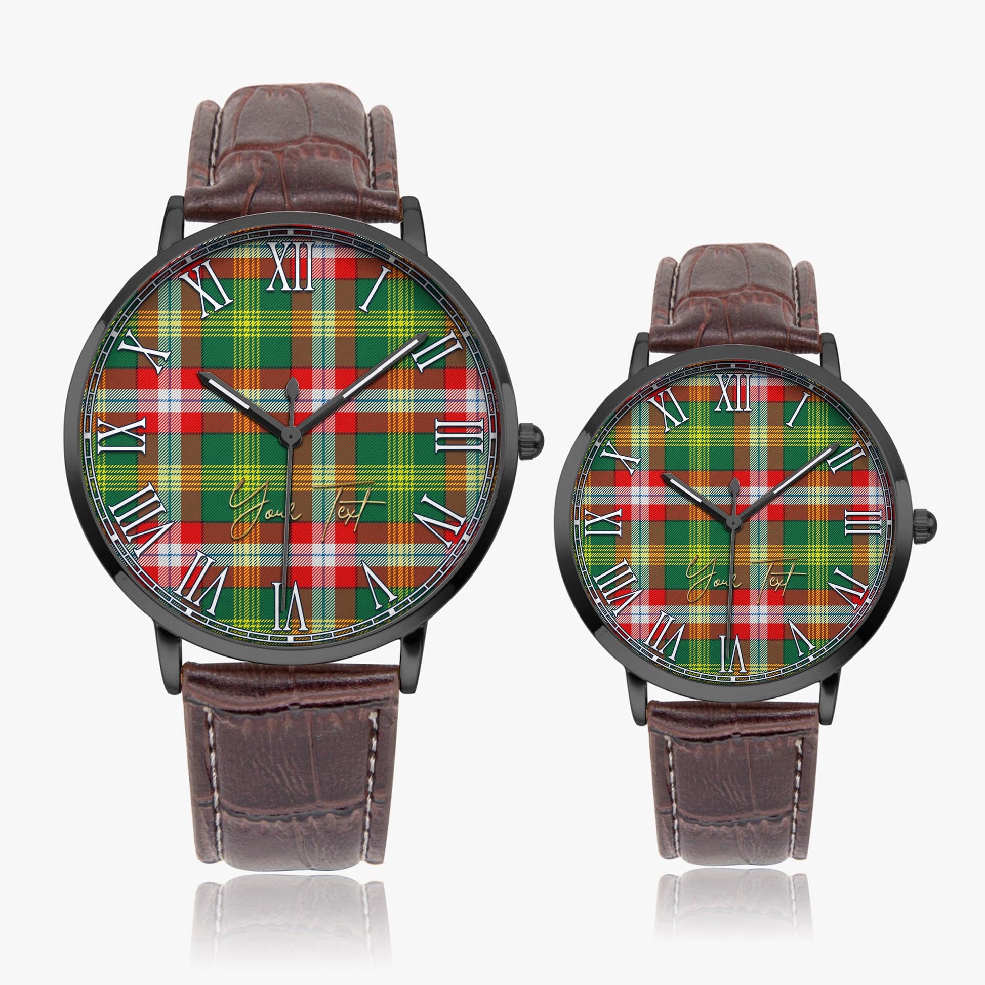 Northwest Territories Canada Tartan Personalized Your Text Leather Trap Quartz Watch - Tartan Vibes Clothing