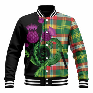Northwest Territories Canada Tartan Baseball Jacket Traditional Scottish Thistle