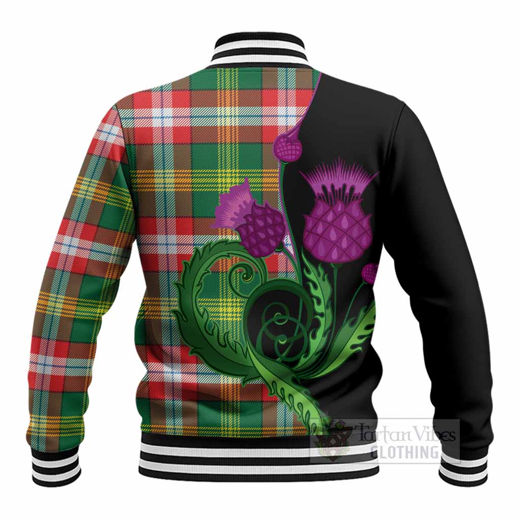 Northwest Territories Canada Tartan Baseball Jacket Traditional Scottish Thistle