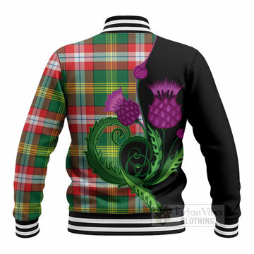 Northwest Territories Canada Tartan Baseball Jacket Traditional Scottish Thistle