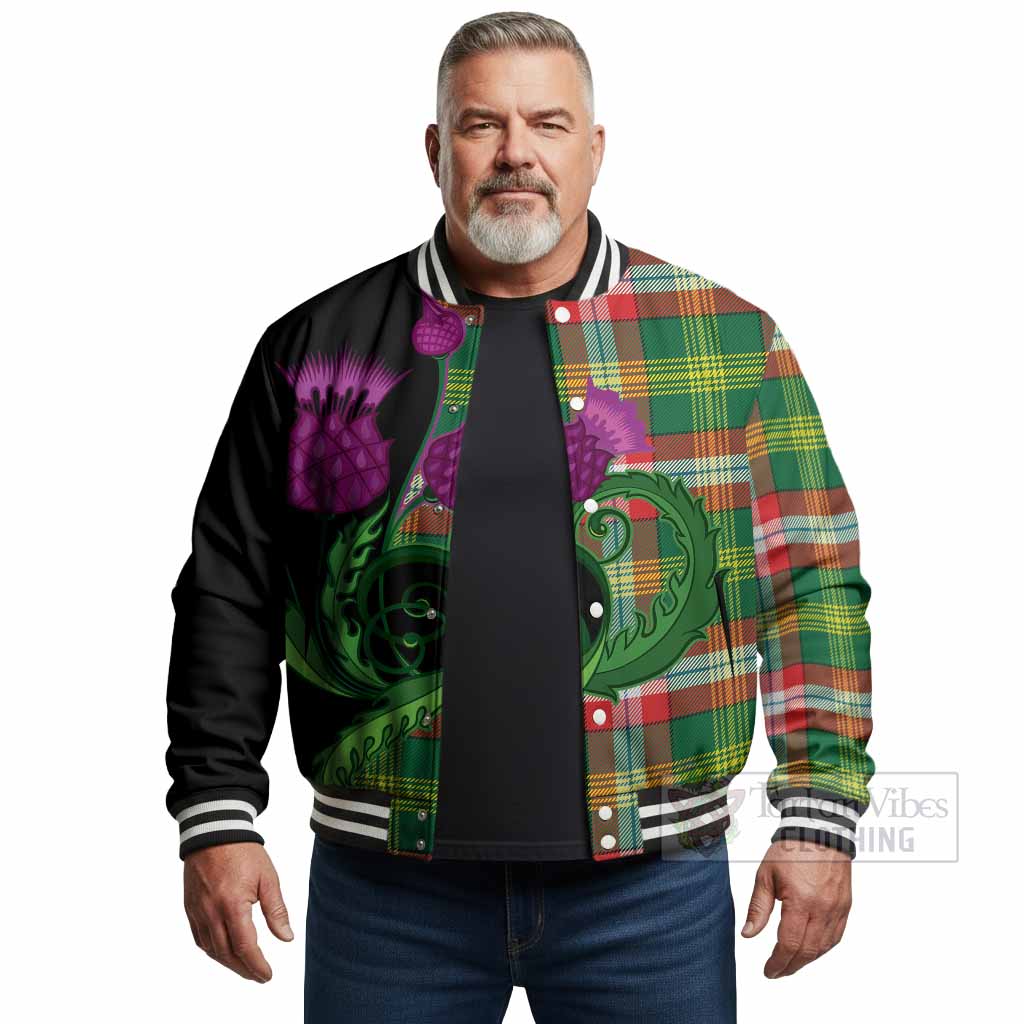 Northwest Territories Canada Tartan Baseball Jacket Traditional Scottish Thistle