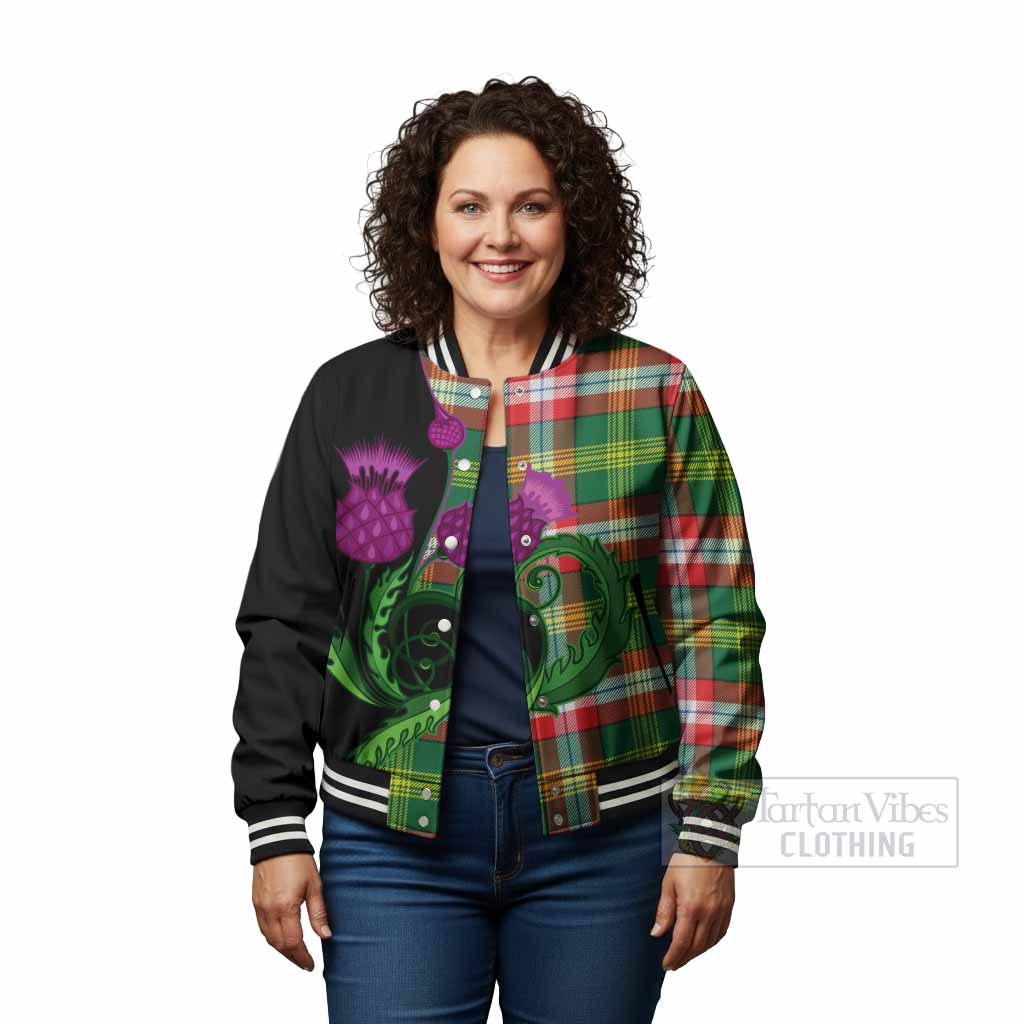 Northwest Territories Canada Tartan Baseball Jacket Traditional Scottish Thistle