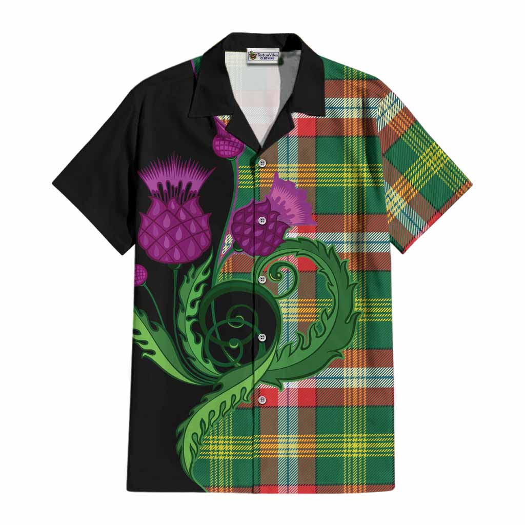 Northwest Territories Canada Tartan Cotton Hawaiian Shirt Traditional Scottish Thistle
