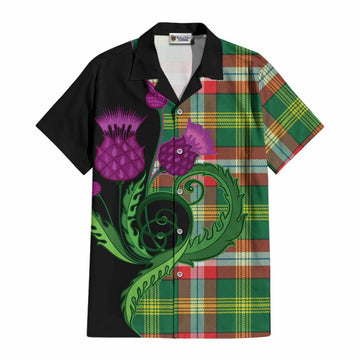 Northwest Territories Canada Tartan Cotton Hawaiian Shirt Traditional Scottish Thistle