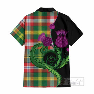 Northwest Territories Canada Tartan Cotton Hawaiian Shirt Traditional Scottish Thistle