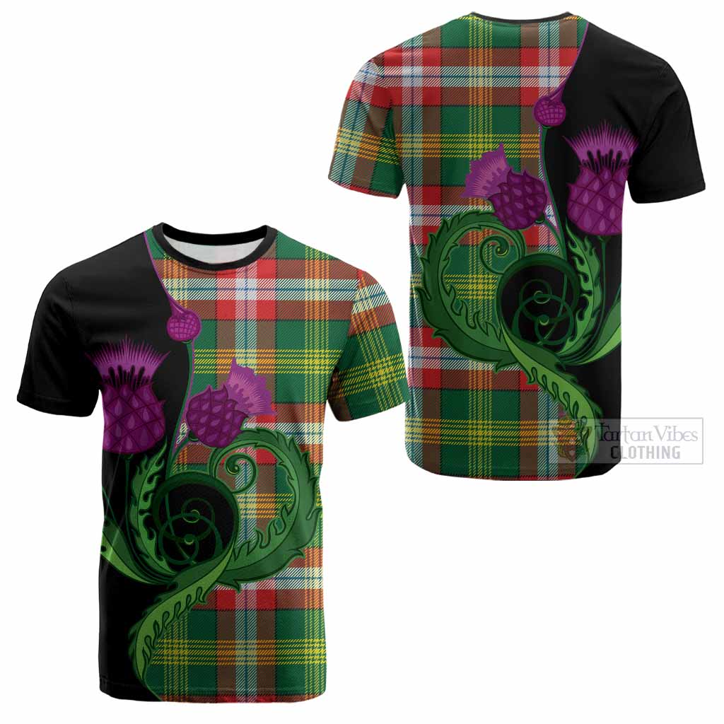 Northwest Territories Canada Tartan Cotton T-shirt Traditional Scottish Thistle