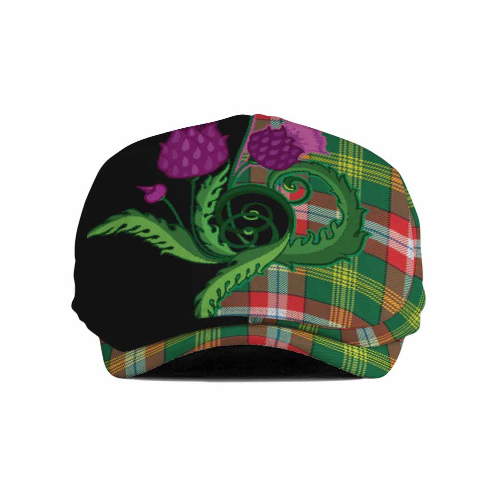 Northwest Territories Canada Tartan Flat Cap, Jeff Cap Traditional Scottish Thistle