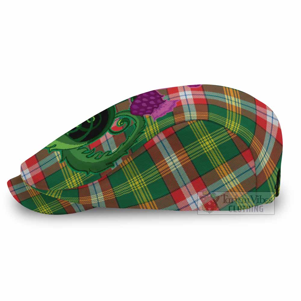 Northwest Territories Canada Tartan Flat Cap, Jeff Cap Traditional Scottish Thistle