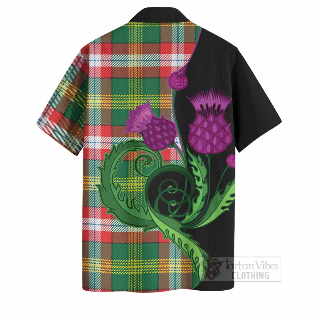 Northwest Territories Canada Tartan Hawaiian Shirt Traditional Scottish Thistle