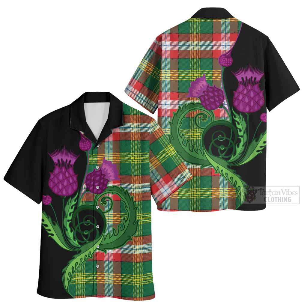 Northwest Territories Canada Tartan Hawaiian Shirt Traditional Scottish Thistle