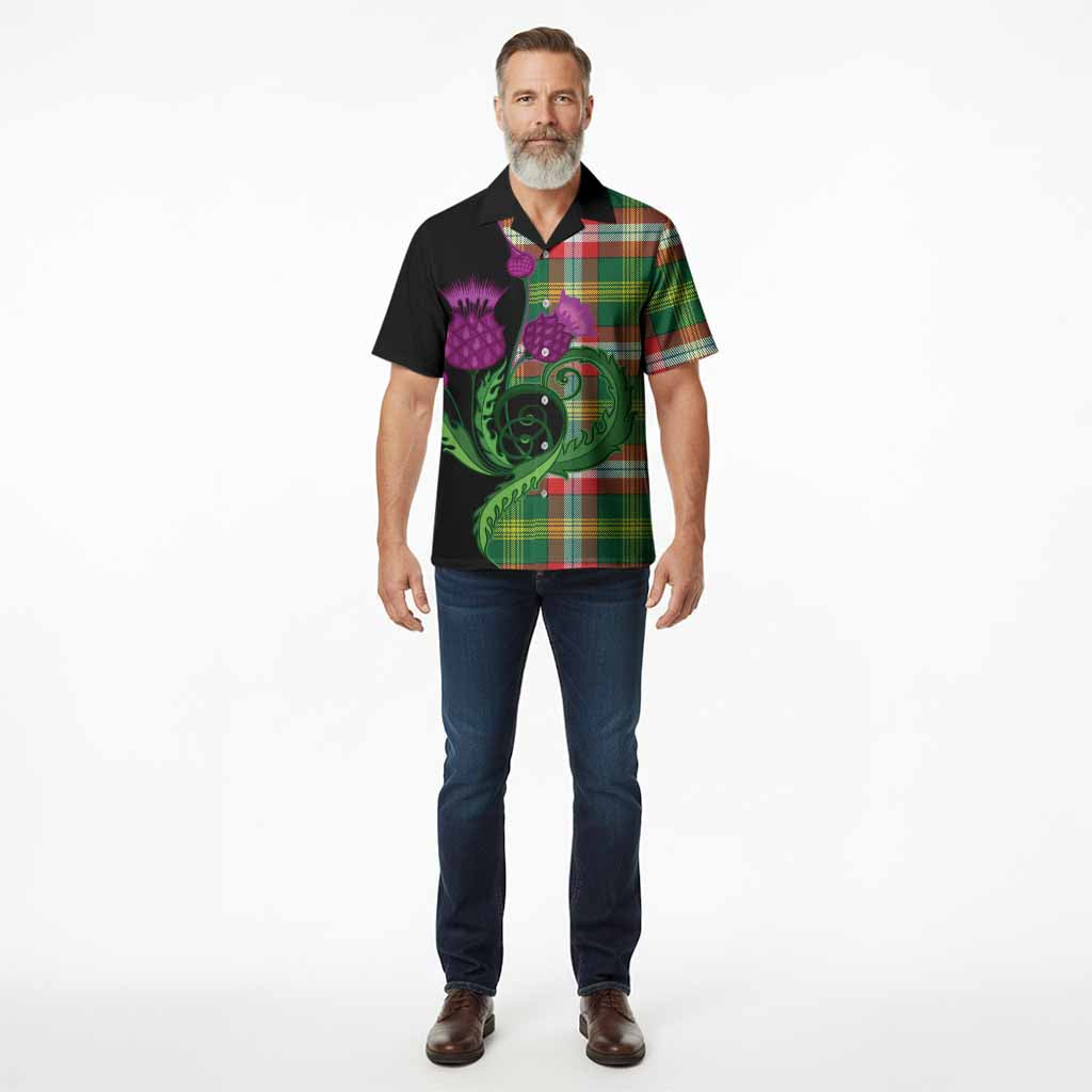 Northwest Territories Canada Tartan Hawaiian Shirt Traditional Scottish Thistle