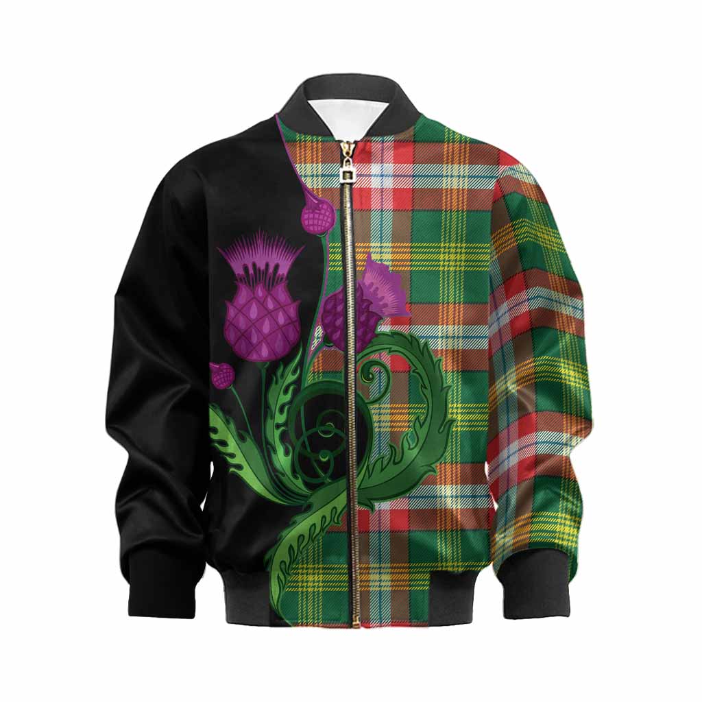 Northwest Territories Canada Tartan Kid Bomber Jacket Traditional Scottish Thistle