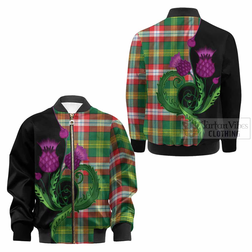 Northwest Territories Canada Tartan Kid Bomber Jacket Traditional Scottish Thistle