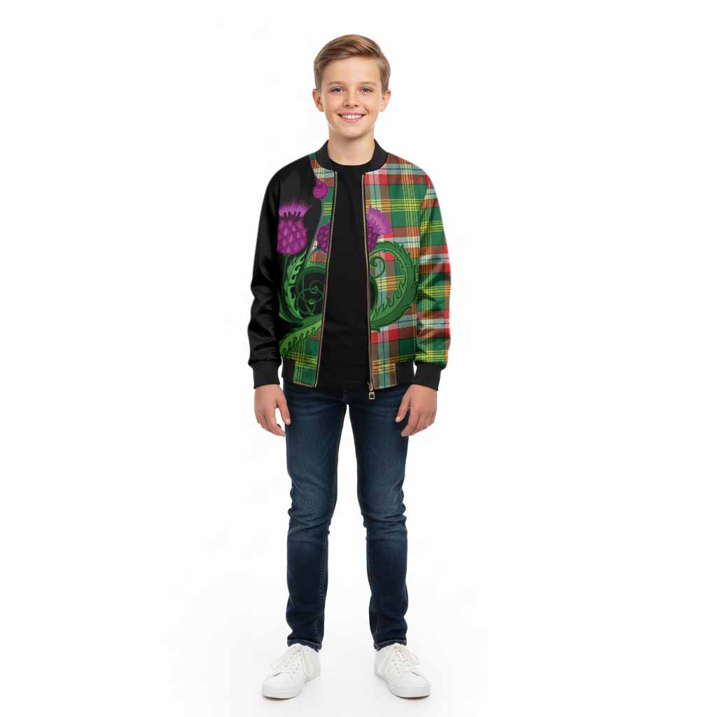 Northwest Territories Canada Tartan Kid Bomber Jacket Traditional Scottish Thistle