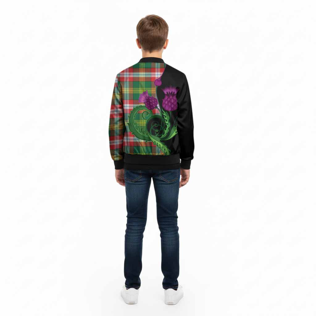 Northwest Territories Canada Tartan Kid Bomber Jacket Traditional Scottish Thistle