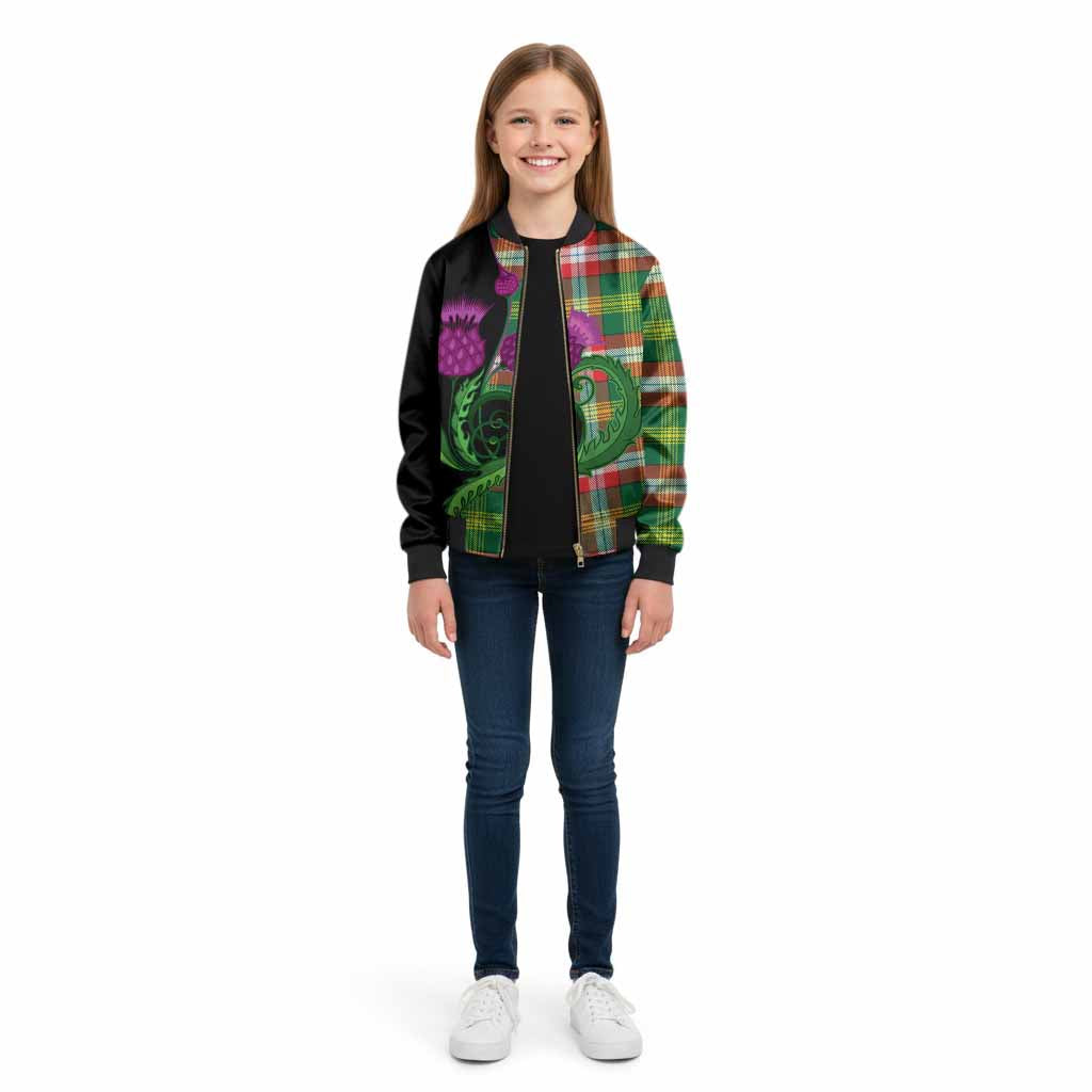 Northwest Territories Canada Tartan Kid Bomber Jacket Traditional Scottish Thistle