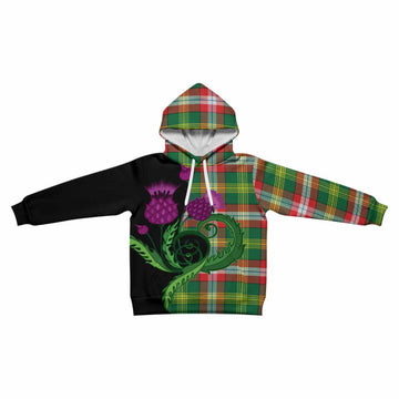 Northwest Territories Canada Tartan Kid Hoodie Traditional Scottish Thistle