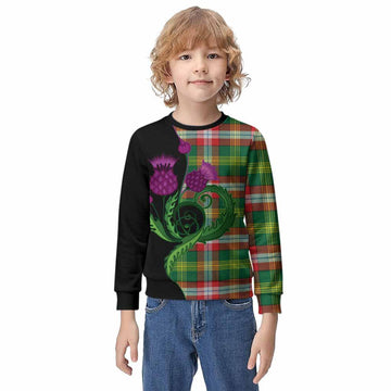 Northwest Territories Canada Tartan Kid Knitted Sweatshirt Traditional Scottish Thistle
