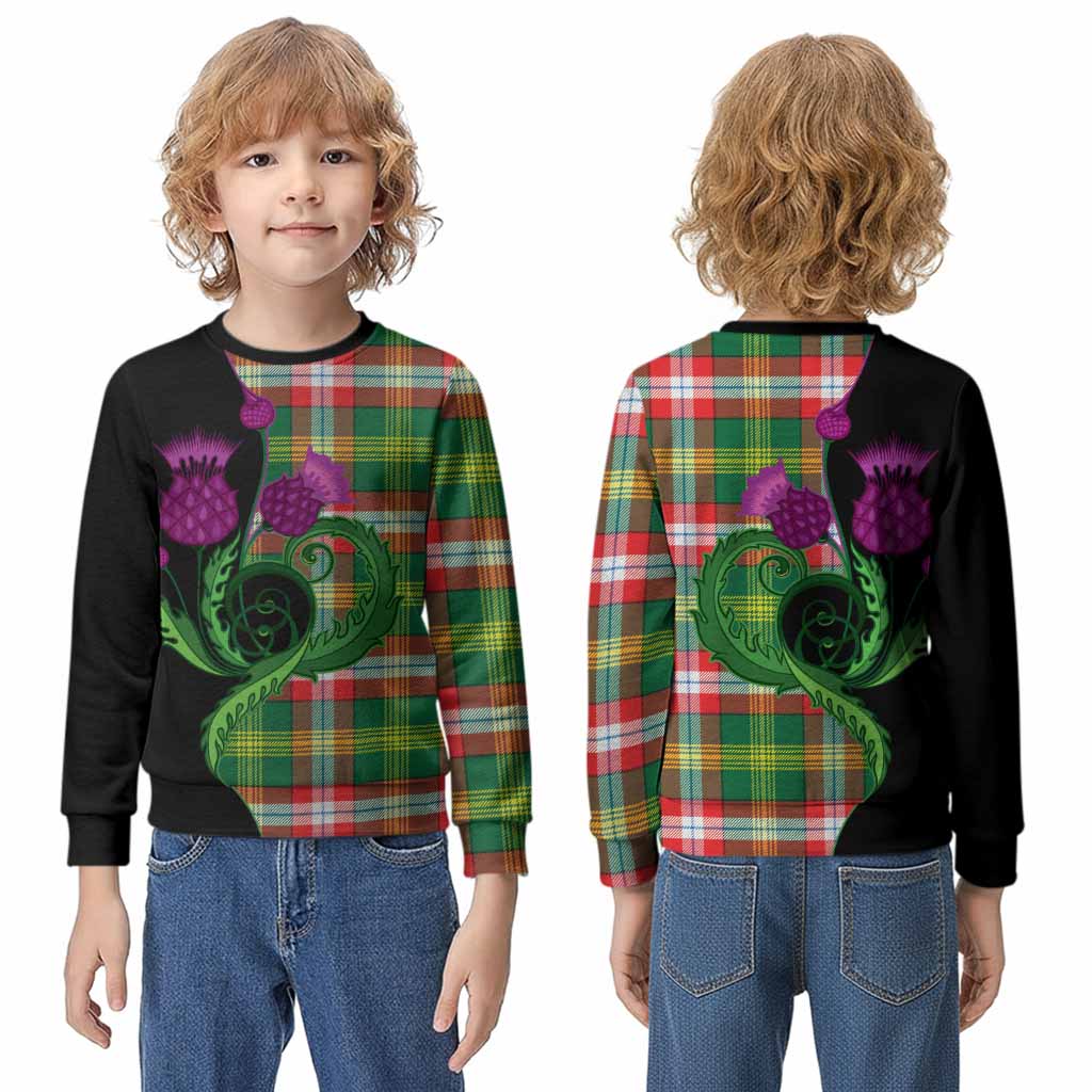 Northwest Territories Canada Tartan Kid Knitted Sweatshirt Traditional Scottish Thistle