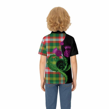 Northwest Territories Canada Tartan Kid Polo Shirt Traditional Scottish Thistle
