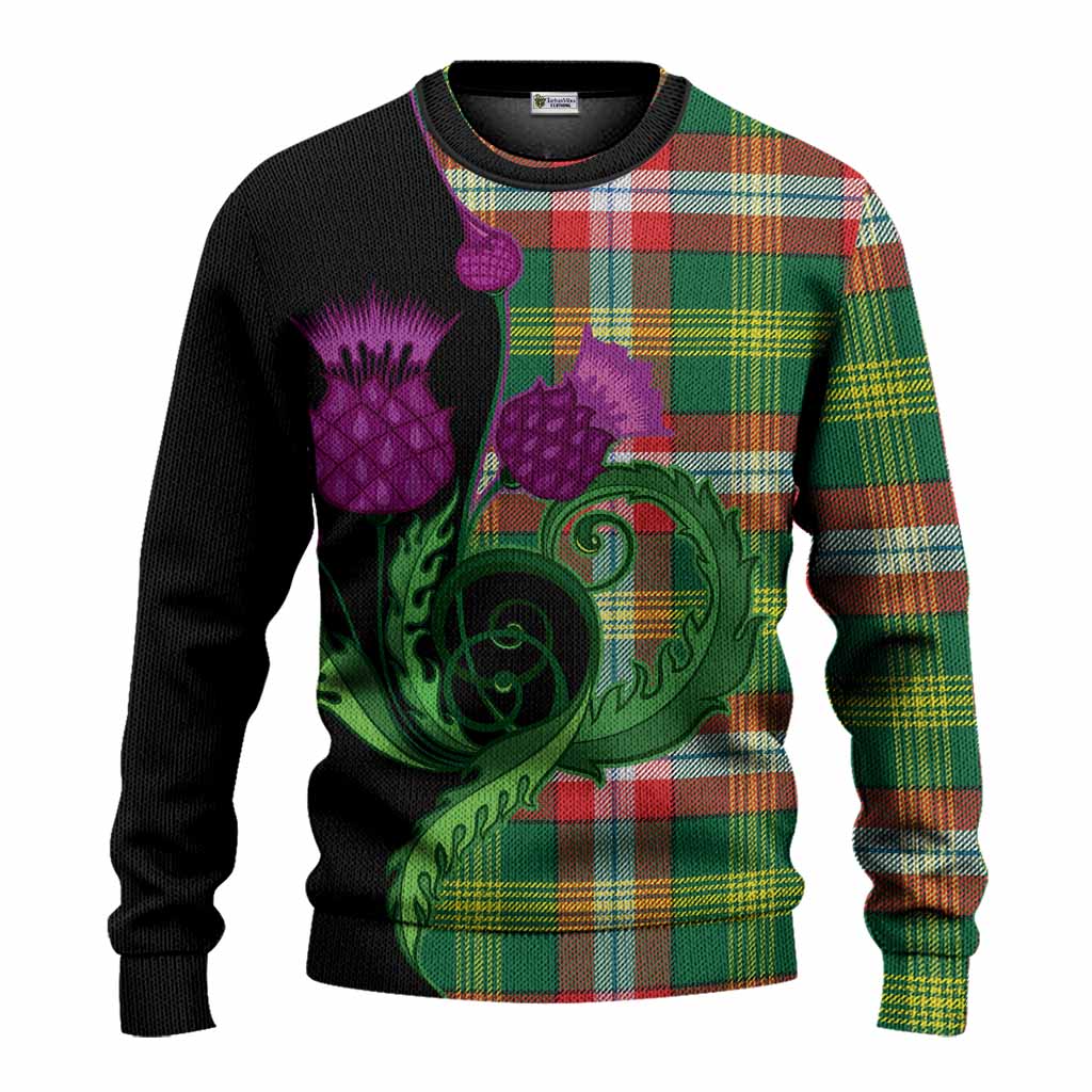 Northwest Territories Canada Tartan Knitted Sweater Traditional Scottish Thistle