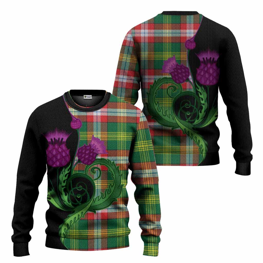 Northwest Territories Canada Tartan Knitted Sweater Traditional Scottish Thistle